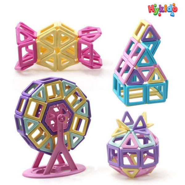 102 pcs Magnetic Tiles Building Set With Wheels