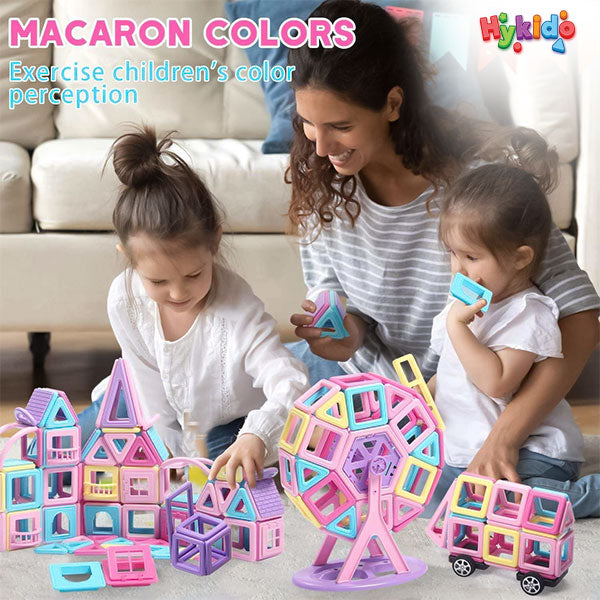 102 pcs Magnetic Tiles Building Set With Wheels