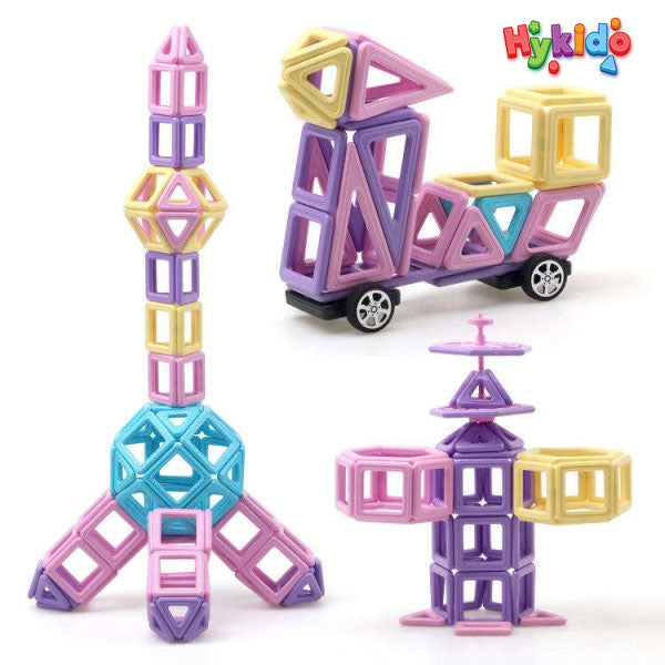 102 pcs Magnetic Tiles Building Set With Wheels