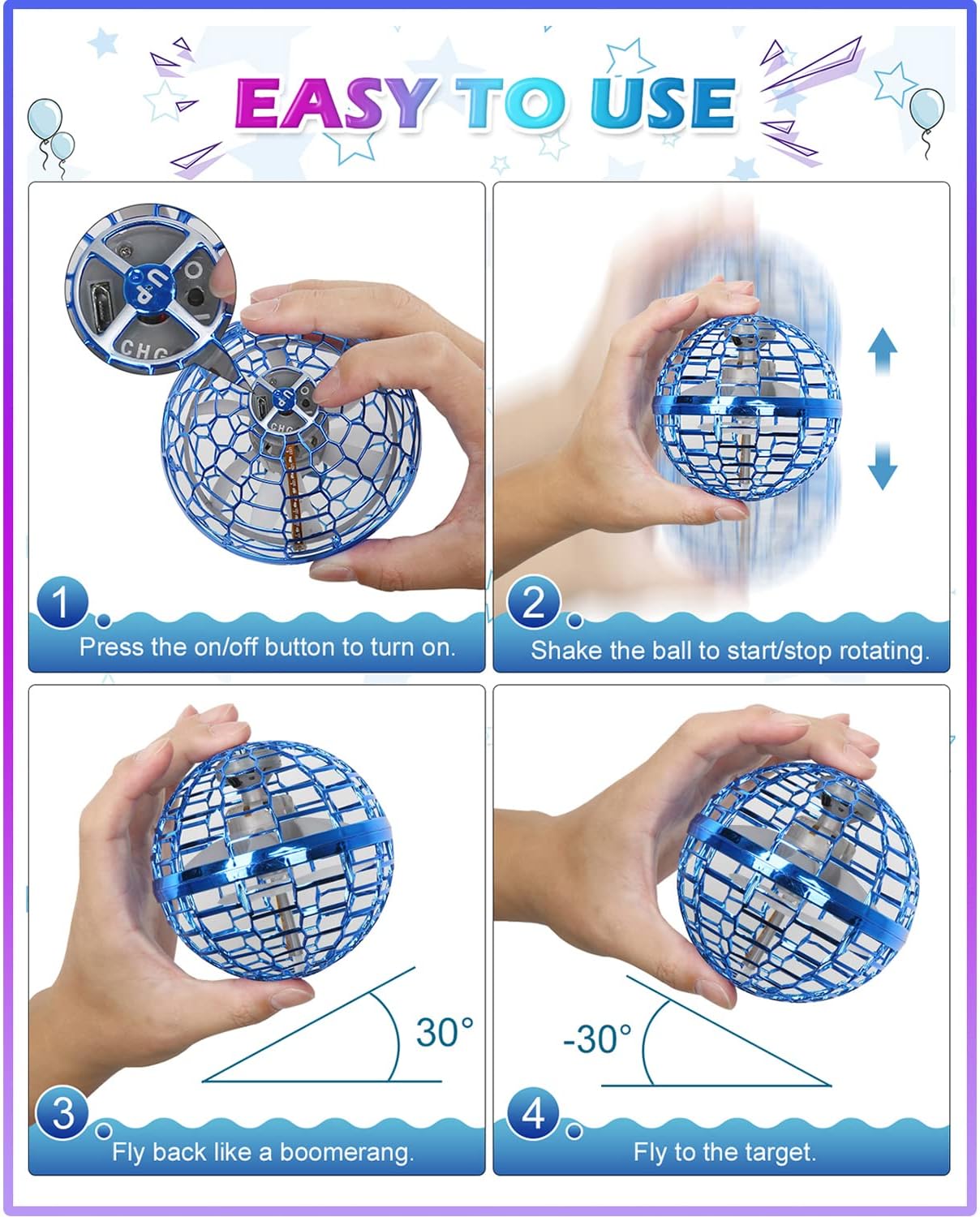 LED Magic Spinner Boomerang – Flying Hover Ball Toy BD