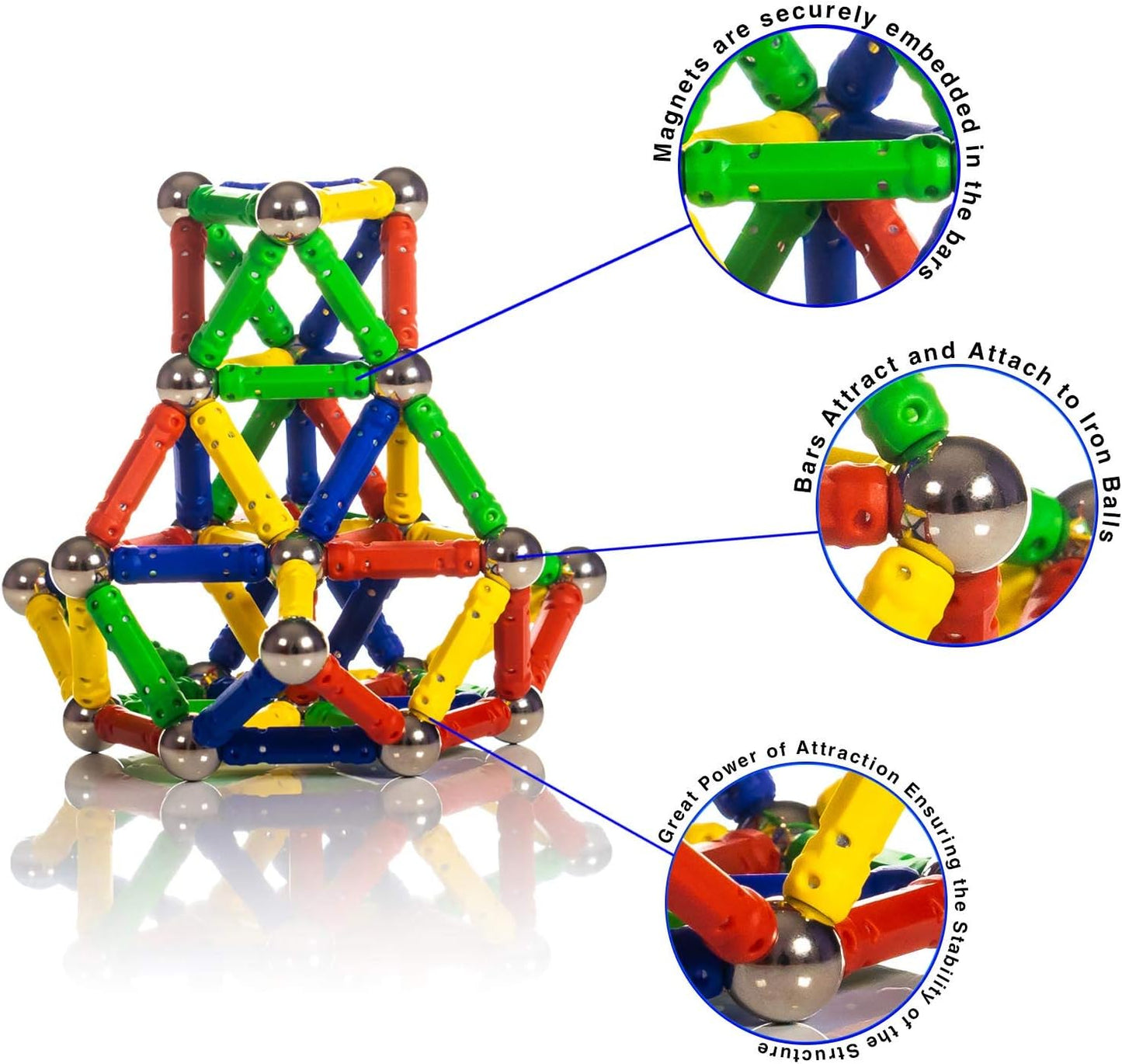 108 Pcs 3D Multicolor Magnetic Balls and Sticks