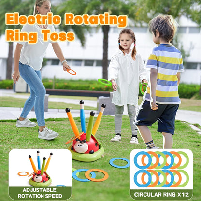 3-in-1 Ladybug Action Game Set – Rocket Launcher, Musical Jump & Ring Toss for Kids