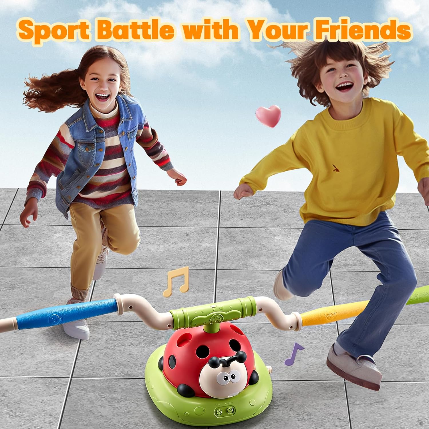 3-in-1 Ladybug Action Game Set – Rocket Launcher, Musical Jump & Ring Toss for Kids