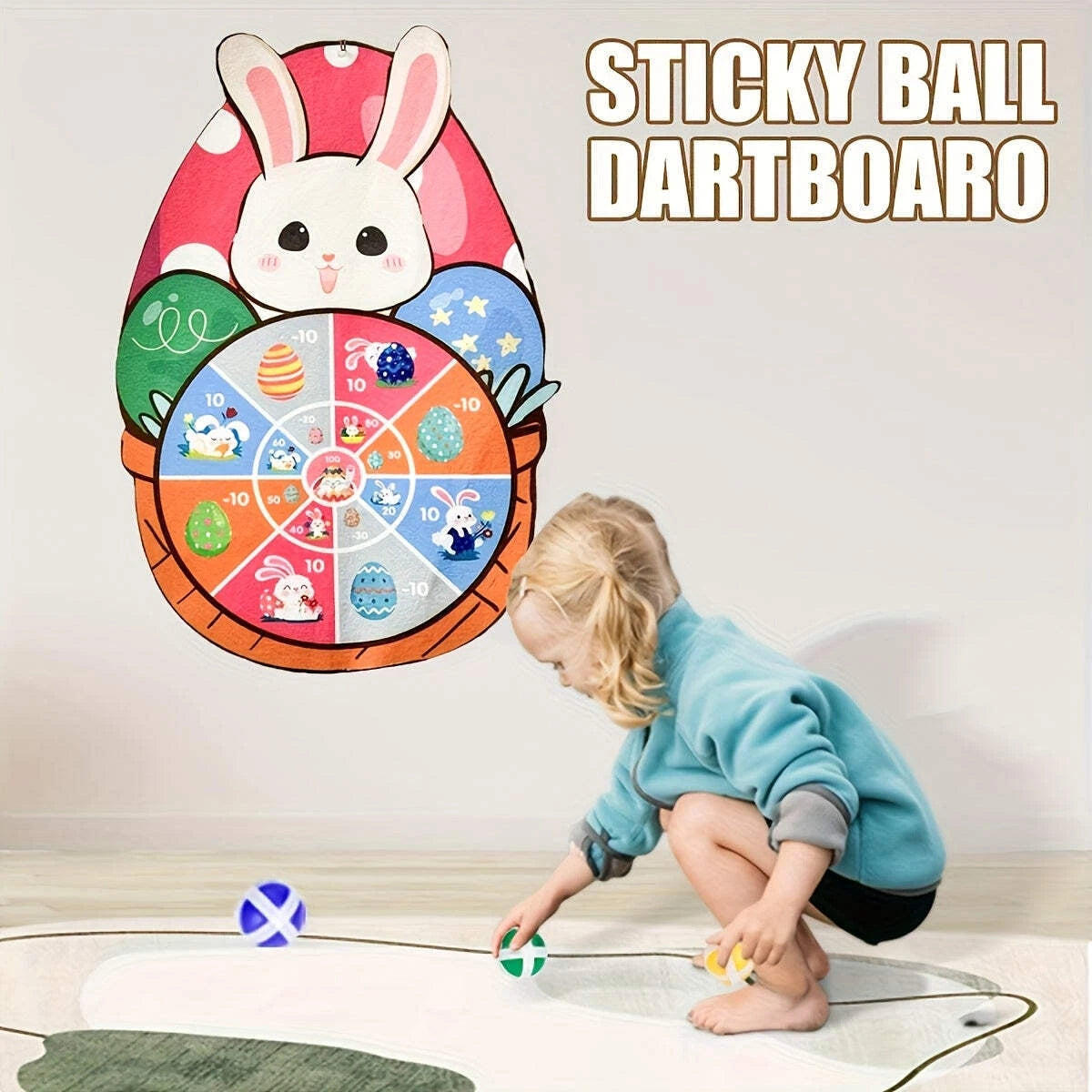 Kids Easter Sticky Ball Dartboard Game Set